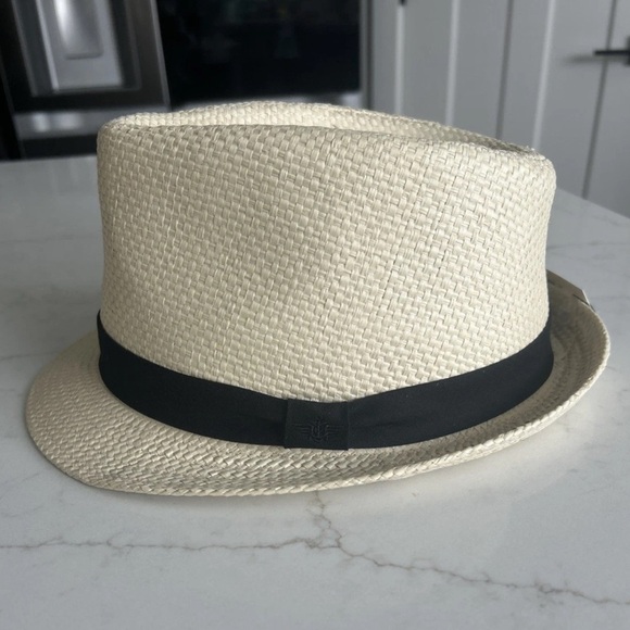 Dockers Straw Fedora Hat Men's Small/Medium Tan Hat With Black Bands - Picture 4 of 6